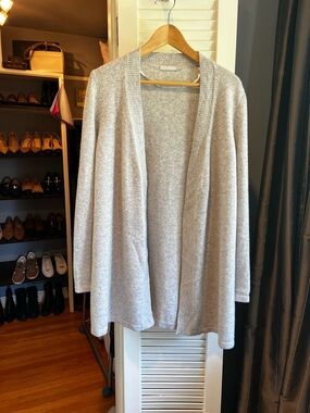 J. McLaughlin 100% Cashmere Sherrin Light Gray Sweater Cardigan